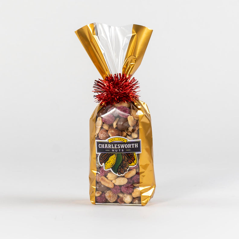 Corporate christmas gift bag filled with nuts